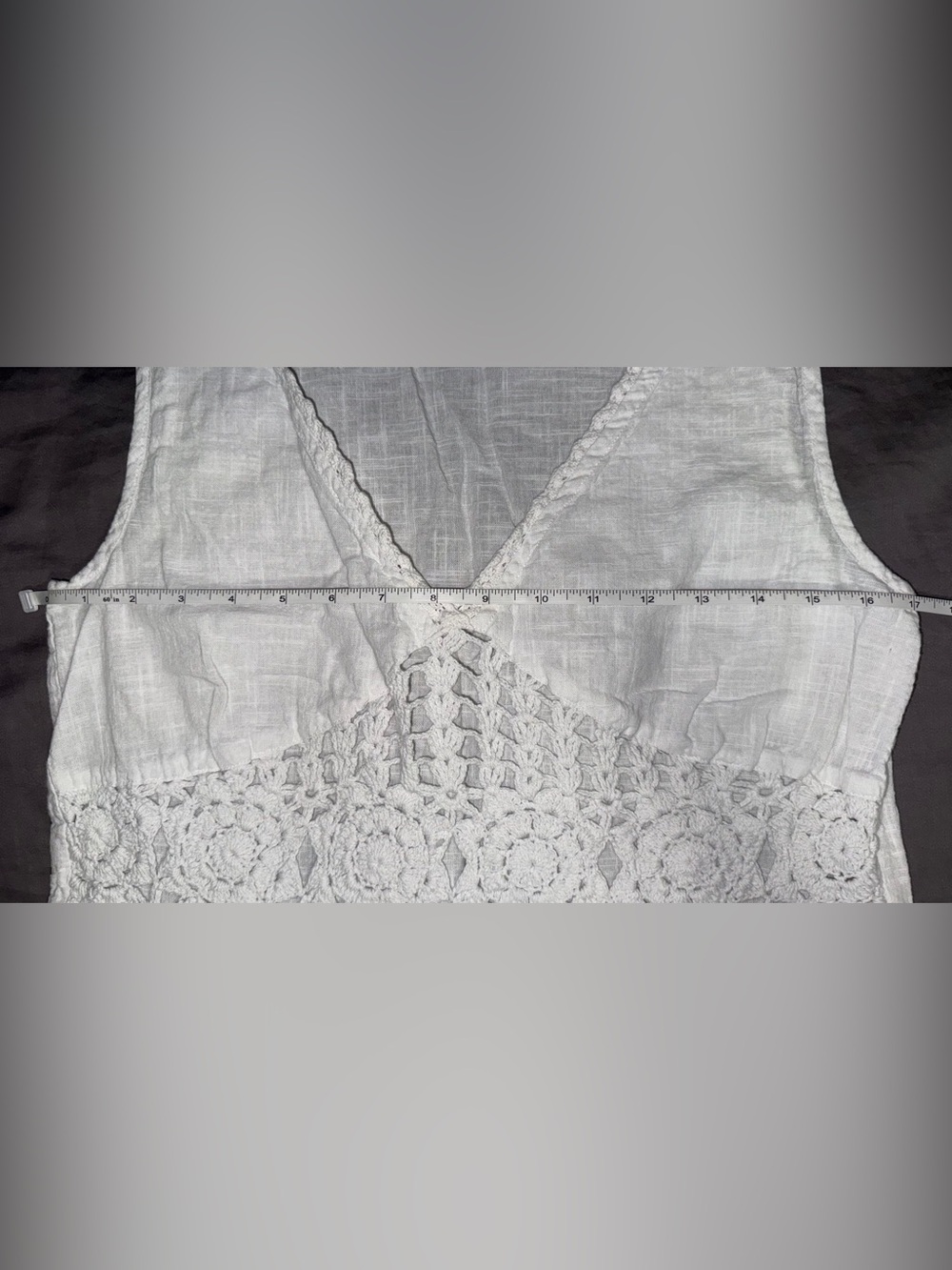 Rebellion Again White Crochet Lace Boho Sleeveless Tank Top Medium 100% Cotton - Picture 7 of 8